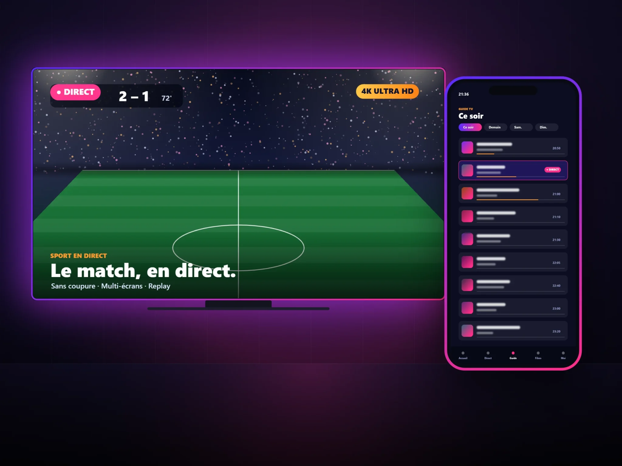 Abonnement IPTV : guide des programmes TV sur smartphone et match en direct sur Smart TV