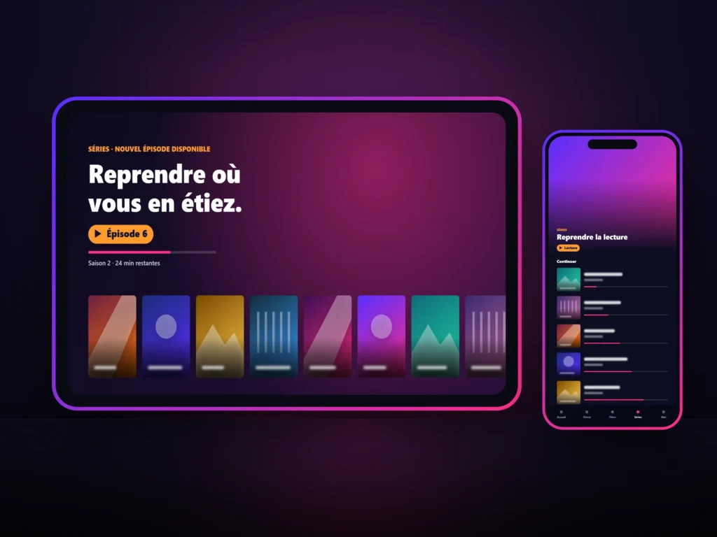 Abonnement IPTV multi-écrans : reprise de lecture d'une série sur tablette et smartphone