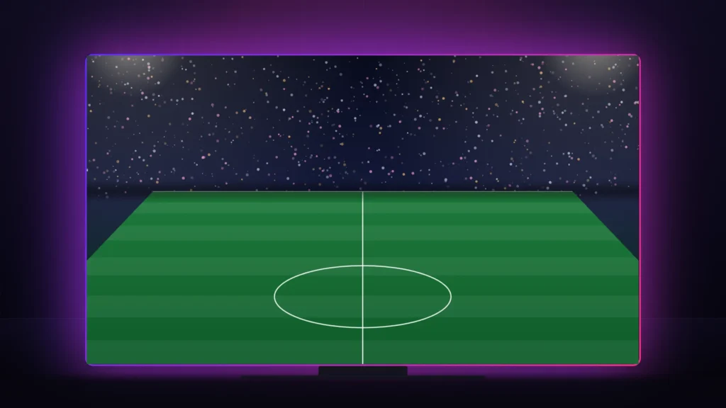 Match de football en direct sur une Smart TV dans un salon